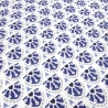 Stoff 100% Baumwolle Popeline Ornamente grafische weiß blau