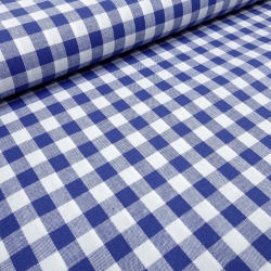 Stoff 100% Baumwolle Zefir Karo 1 cm blau weiß kariert