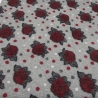 Stoff Musterwalk Walkloden Kochwolle Blumen Punkte grau rot weiß