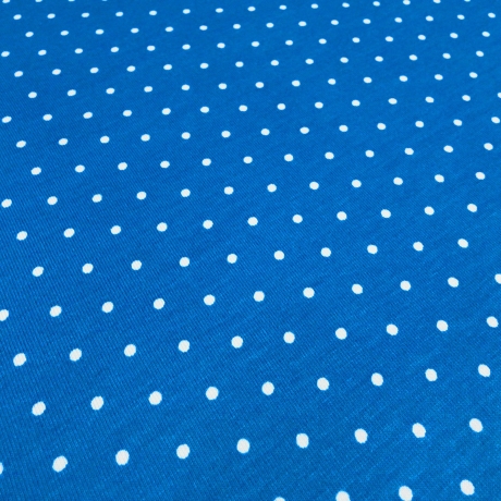 Stoff Viskose Jersey 2 mm Pünktchen Punkte blau türkis weiß