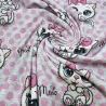 Stoff Baumwolle Jersey mit Katzen Kätzchen Punkte grau rosa