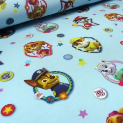 Stoff Baumwolle Jersey Paw Patrol hellblau blau bunt Kinderstoff