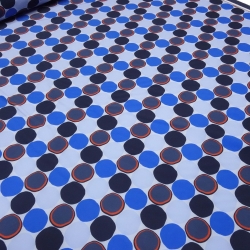 Stoff Softshellstoff Punkte Kreise blau marine orange