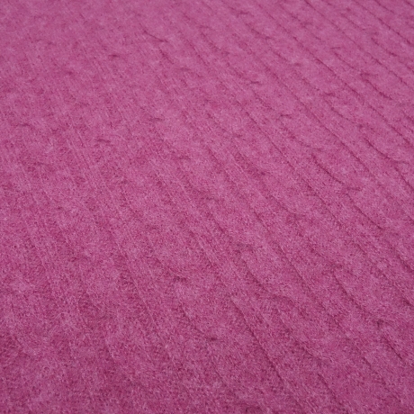 Stoff 100% Merino Merinostrick Zopfmuster pink fuchsia uni