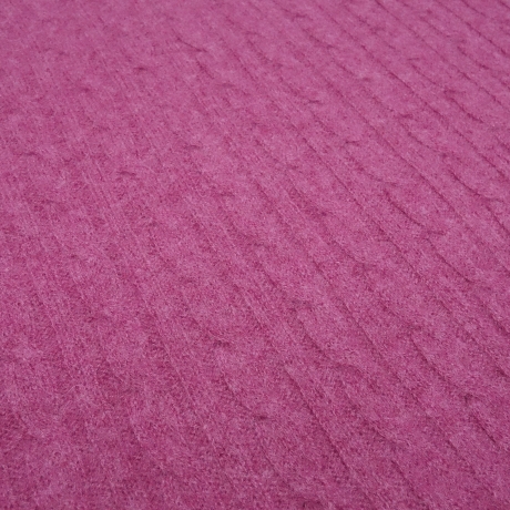 Stoff 100% Merino Merinostrick Zopfmuster pink fuchsia uni