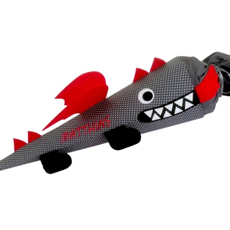 Schultüte Drache aus Stoff mit Kissen und Name bestickt