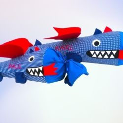 Schultüte und Geschwistertüte Drache mit Kissen und Name bestickt