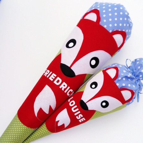 Schultüte Fuchs mit Kissen mit Name gestickt, 