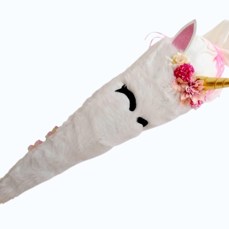 Schultüte Glitzer Einhorn mit Kissen und Name bestickt