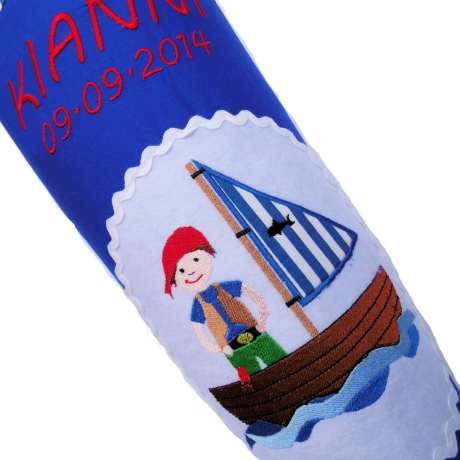 Schultüte Pirat mit Kissen und Name bestickt, 