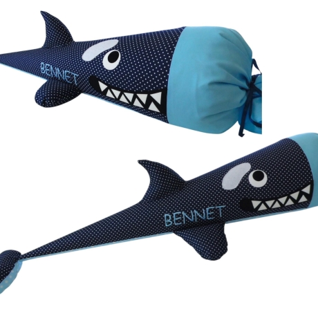 Schultüte Orca Wal aus Stoff mit Name individuell bestickt,