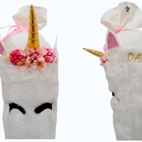 Schultüte Glitzer Einhorn mit Kissen und Name bestickt