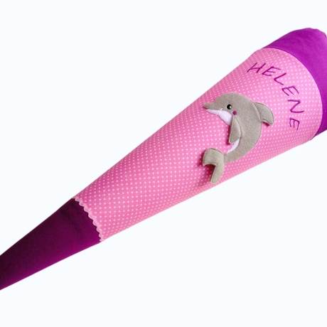 Schultüte Delfin mit Kissen und Name bestickt