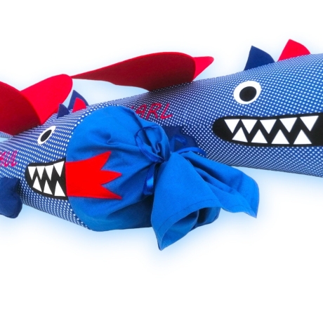 Schultüte und Geschwistertüte Drache mit Kissen und Name bestickt