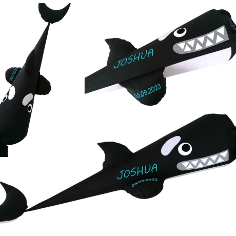 Schultüte Orca Wal aus Stoff mit Name individuell bestickt