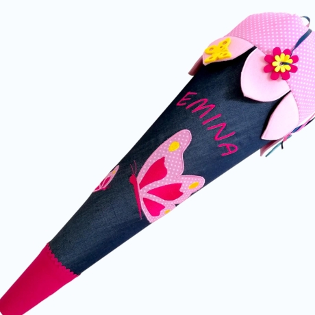Schultüte Schmetterling mit Kissen mit Name bestickt