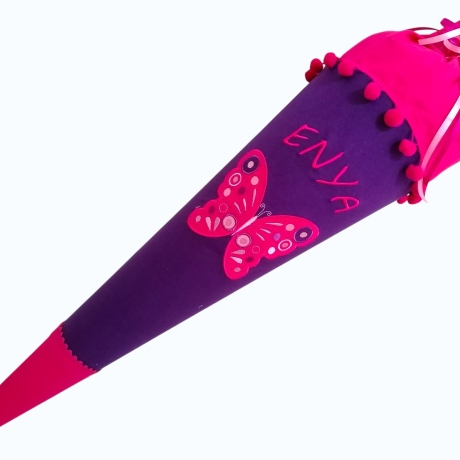 Schultüte Schmetterling mit Kissen mit Name bestickt