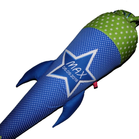 Schultüte Rakete Stern mit Kissen, Name gestickt