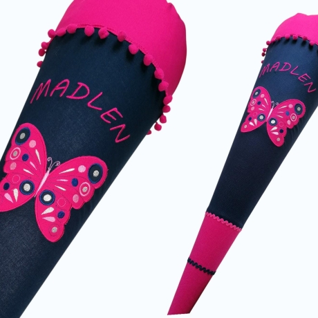 Schultüte Schmetterling mit Kissen mit Name bestickt