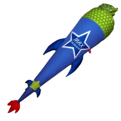 Schultüte Rakete Stern mit Kissen, Name gestickt