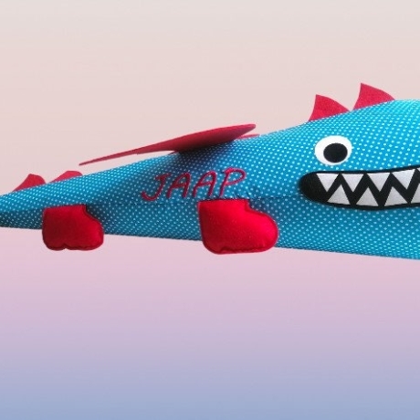 Schultüte Drache aus Stoff m. Kissen und Name bestickt