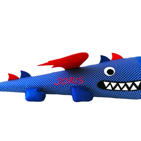 Schultüte Drache aus Stoff mit Kissen und Name bestickt