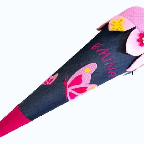 Schultüte Schmetterling mit Kissen mit Name bestickt
