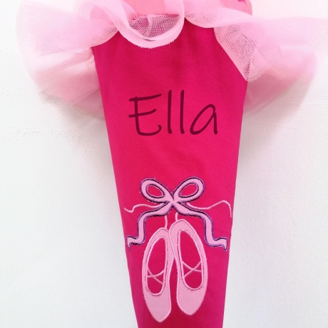 Schultüte Ballerina mit Kissen und Namen bestickt zur Einschulung