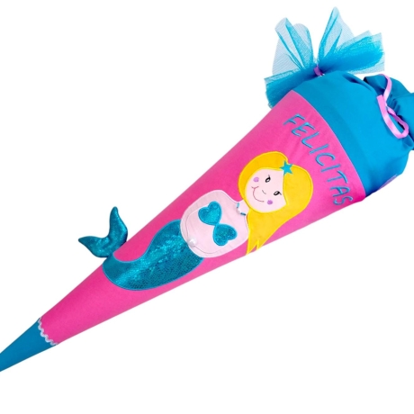 Schultüte Meerjungfrau Kissen mit Name bestickt