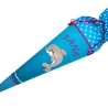 Schultüte Delfin mit Kissen und Name bestickt