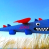 Schultüte Drache aus Stoff mit Kissen und Name bestickt