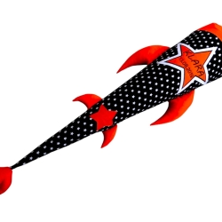 Schultüte Rakete mit Stern und Kissen, Name gestickt