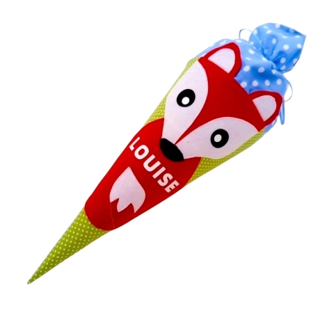 Fuchs Kindergartentüte, Geschwistertüte mit Kissen, Name gestickt