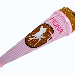 Schultüte Reh mit Kissen und Namen bestickt