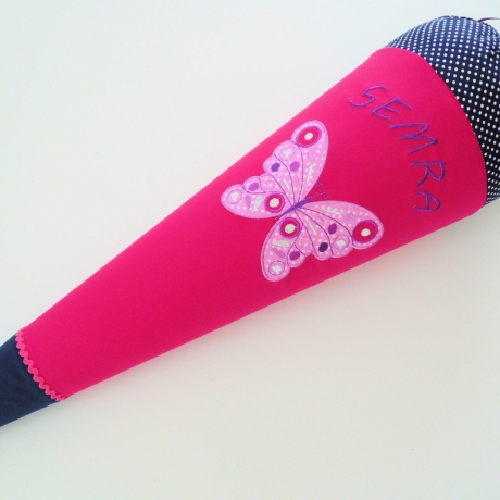 Schultüte Schmetterling mit Kissen mit Name bestickt