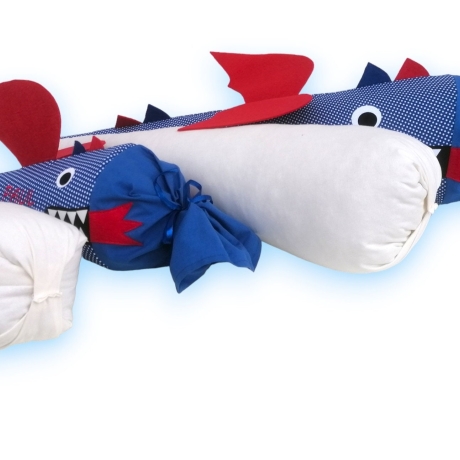 Schultüte und Geschwistertüte Drache mit Kissen und Name bestickt