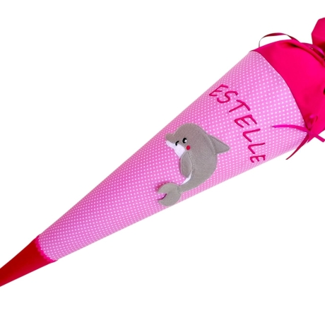 Schultüte Delfin mit Kissen und Name bestickt