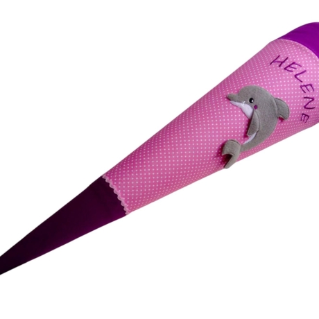 Schultüte Delfin mit Kissen und Name bestickt
