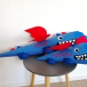 Schultüte Drache aus Stoff mit Kissen und Name bestickt