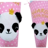 Schultüte Pandabär mit Kissen und Name in Gold bestickt