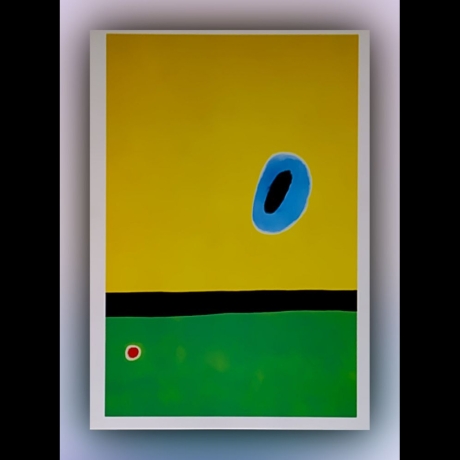 Joan Miró - Der von Goldblau umkreiste Flügel der Lerche kommt wieder zum Herzen des Klatschmohns, der auf der diamantengeschmückten Wiese schläft - Postkarte