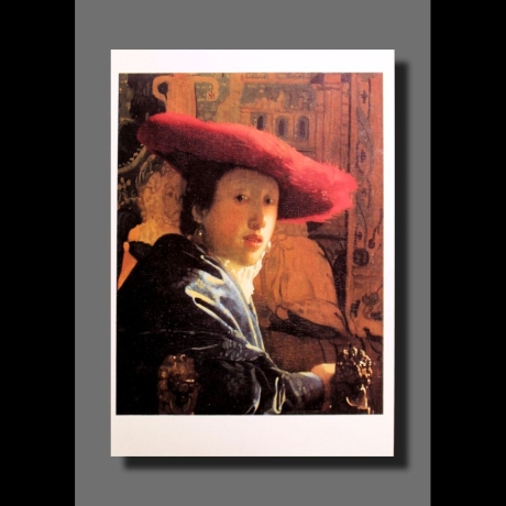Jan Vermeer - Mädchen mit rotem Hut - Postkarte