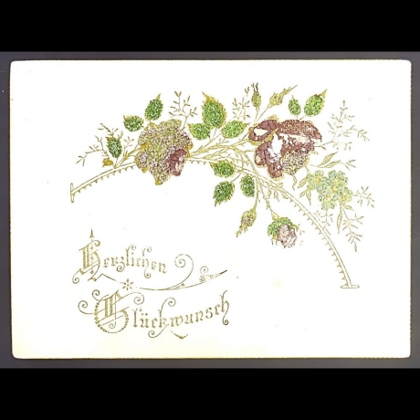 Alte Glückwunschkarte mit Blumenornamenten