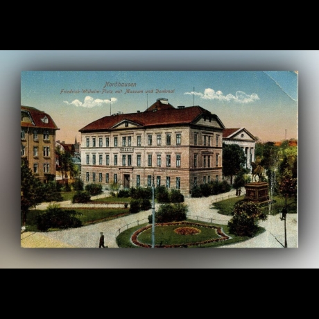 Friedrich-Wilhelm-Platz mit Museum und Denkmal (Nordhausen) - Postkarte