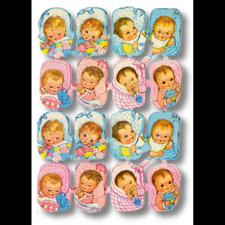 Scrapbook Aufkleber Sticker: Babies in der Wiege