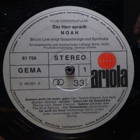 Bruce Low - Der Herr Sprach Noah (Bruce Low Singt Gospelsongs Und Spirituals) - Vinyl
