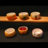 6 Keramik Teelicht Töpfchen mit Blumenmuster