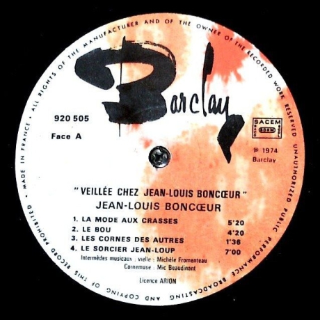 Jean-Louis Boncoeur - Veillée Chez Jean-Louis Boncoeur - Vinyl