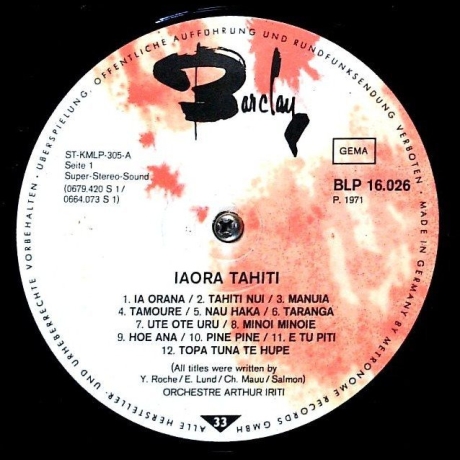 Orchestre A. Iriti - Iaora Tahiti - Vinyl