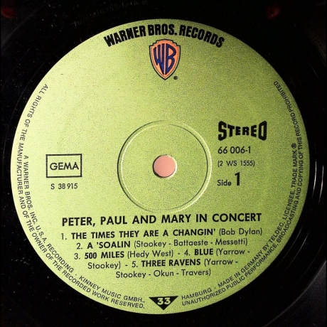 Peter, Paul & Mary - In Concert - Vinyl